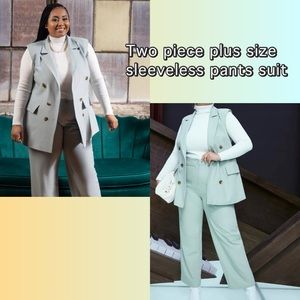 Two piece Sleeveless plus size suit (jacket 3XL / Pants 2XL) worn once